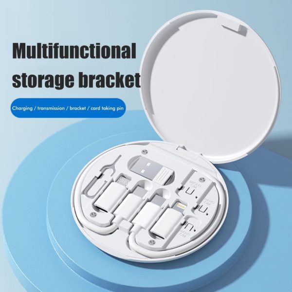 Portable Multi-functional Magnet Charging Cable Storage Box with USB A/Type C/Micro USB/Light USB Adapter Kit